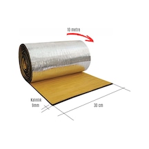 Kauçuk Bant Oto Ses Yalıtımı 9mm Alüminyum Folyolu 30 Cm X 10 Metre