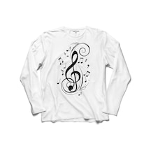 Musıc Love Müzik Nota Seviyorum Sol Anahtarı 3Uzun Kollu Tişört (518431493)