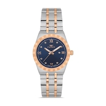 Ferro Quartz Çelik Rose/gri Lacivert Kadran 32 Mm Kadın Kol Saati