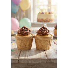 Cupcake Kapsülü 24'lü Kraft Yazılı Lamineli Asetat Kutulu Muffin Kek Sunum Ve Hediye Seti Diğer