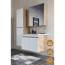 Teta Home Tokyo 80 Cm Mdf Banyo Dolabı Seti +boy Dolabı Atlantik Çam-beyaz Atlantik Çam - Beyaz