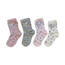 Butik Kız Çocuk 4 Adet Hello Kity Desenli Soket Çorap 0-1,1-2,3-4 Yaş