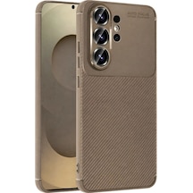 Samsung Samsung Uyumlu Galaxy S26 Ultra Auto Focus Karbon Kapak - Kahverengi Diğer