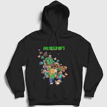 Presmono Unisex All Minecraft Kapüşonlu Sweatshirt Siyah