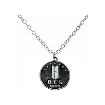 Bts Army Logolu Siyah Metal Kolye 60 Cm Uzun Zincirli K-pop Takı Çok renkli