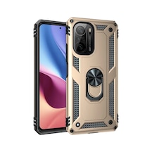 Xiaomi Poco F3 Uyumlu Kılıf Sofya Yüzüklü Silikon Kapak - Gold