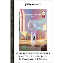 Özel Seri Hava Akımı Masa Fanı Yazlık Ürün Şarjlı El Vantilatörü F56 Mor
