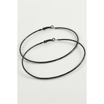 Zikzak Desenli Metal Halka Küpe 8-9-10 Cm Gümüş