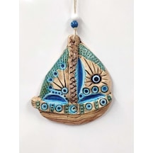 Seramik Mini Gemi Dekoratif Duvar Süsü 13X15 Cm