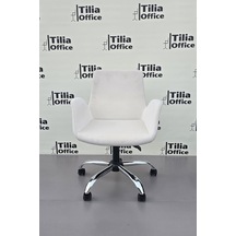 Maki Çalışma Ve Çocuk Koltuğu Krom Yonca Ayak Beyaz