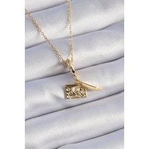 316l Çelik Gold Renk Kalp Detay Mektup Figür Charm Model Kadın Kolye 5886 Çok Renkli