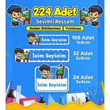 Sevimli Ressam Okul Kreş Kişiye Özel İsim Etiket Seti - Model 497 Çok Renkli
