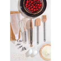 Porsima 3161 10 Parça Pasta Ve Tatlı Servis Seti Kek Pasta Şekillendirme Araçları Kapicino Kahverengi