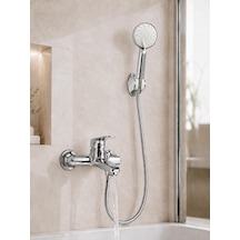 Krom Banyo Bataryası Duş Seti Mafsallı El Duşu Sıcak Soğuk Mix Musluk Ve Duş Başlığı Set