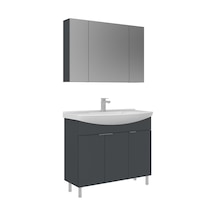 Orka Purus 100 Cm Mat Antrasit Ayna Dolaplı Banyo Dolabı Takım Ayaklı Antrasit