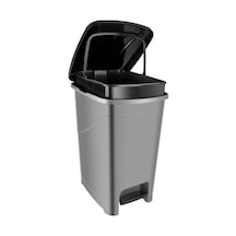 Omnipazar Srl-3028 Slim Pedallı İç Kovalı Plastik Çöp Kovası 15 Litre Antrasit