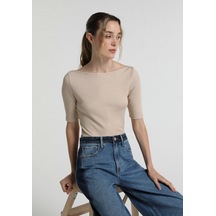Colin's Colins Slim Fit Kadın Bej Tişört Cl1082139 Q1.v2 Bme