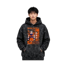 Sevbano Son Goku Dragon Ball Anime Baskılı Unisex Oversize Yıkamalı Premi Siyah