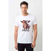 Moo Baskılı Beyaz Erkek Tshirt