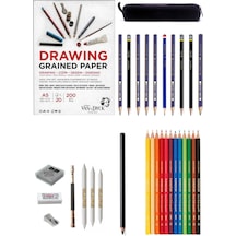 Van Dyck 200 Gr A5 Eskiz Defterli Karakalem Ve Staedtler Noris Kuru Boya Kalemi Çizim Eskiz Seti