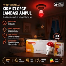 10 Adet 1w E27 Kırmızı Yuvarlak Gece Lambası Led Ampul Eamp-075 5468