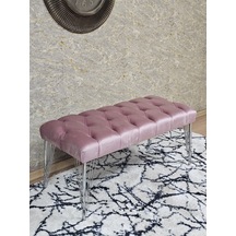 Zafir Krom Tel Ayaklı 90 Cm Puf Bench - Puf - Bench - Kasalı Oturak - Oturak - Yatak Ucu Puf Pembe