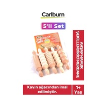 Özel Kayın Ağacından Üretilmiş Oyun Ahşap Hamur Şekillendirici Bebek Çocuk Merdane 5'li Set