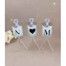 Dekoratif Ayaklı Harfli Mum 3 Lü Set