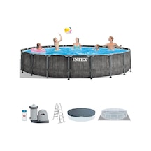 İntex 26744np Greywood Yuvarlak Prefabrik Aile Havuzu 549x122cm Filtre+merdiven+örtü Set