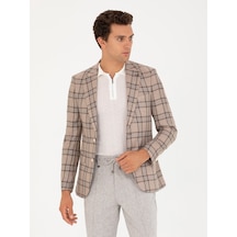 Cacharel Kahverengi Slim Fit Keten Karışımlı Ceket