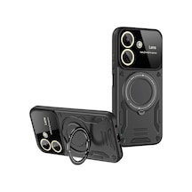 Gld-spt- Newface Xiaomi Redmi 13c Kılıf Joy Lens Standlı Kapak - Siyah