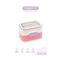 540 Ml 2 Kat Paslanmaz Çelik Lunch Box Yeni Nesil Sefer Tası Çatal & Kaşık Ff6750-540 Pembe