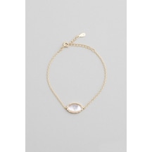 Mirror 18 Ayar Sarı Altın Kaplama 19 Cm Gümüş Minimal Bileklik