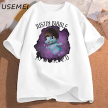 Flood Of Style Justin Bibble Benim Dünya Grafik T-shirt Bibbletopia Pamuk T Shirt Erkekler Baskılı Yüksek Ka Beyaz