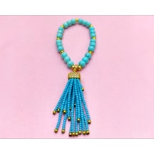 Oriental Kuyumculuk Jewellery Kadın Firuze Taşlı Püsküllü Bileklik Turkuaz