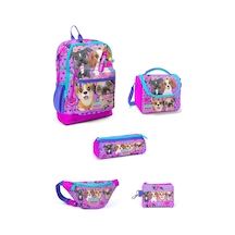 Kids Pembe Köpek Desenli 5'li Okul Çanta Seti 5set23486