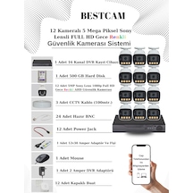 12 Kameralı Set 5 Mp Sony Lensli Full Hd Gece Renkli Set 500gb Hd