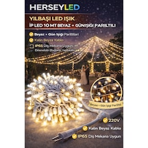 Yılbaşı Led Işık İp Led 10 Mt Beyaz + Günışığı Parıltılı Dış Mekan Ip65 Eklenebilir 220v Beyaz