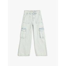 Koton Geniş Paça Cepli Kargo Kot Pantolon Lıght Indıgo 5skg40058ad Açık Mavi