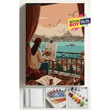 Sayılarla Boyama Seti Numaralı Tuval Fırça Boya Dahil Kasnaklı Set 50x70 Cm - İstanbul Çizen