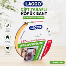 Lacco Çift Taraflı Köpük Bant 18 Mm X 5 M Güçlü Yapışkanlı Çok Amaçlı Montaj Bandı Beyaz 1 Adet