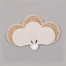 Yeni Papatya Doğal Hazeran & Keten Kumaş Aplik Beyaz