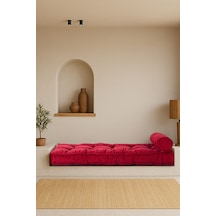 Sofa Buklet Kapitoneli Yer-sedir Minderi - Kırmızı Kırmızı