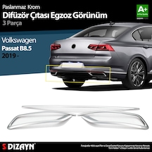 S-Dizayn Vw Passat B8.5 Krom Egzoz Görünümü Difüzör Çıtası 3 Parç