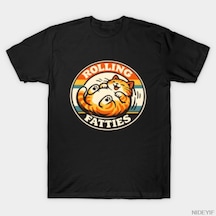 Flood Of Style Rolling Fatties Tombul Kedi Vintage Rozet T-shirt Erkekler Kadınlar Için % 100% Pamuk T Shirt Çok Renkli