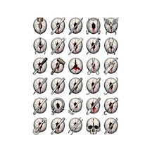 30 Adet Antik Cerrahi Aletler Sticker Seti - Laptop, Defter, Ajanda Çok Renkli