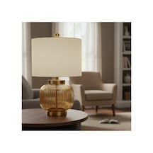 Bal Cam Amber Mat Atın Eskitme Kaplama Gold Metal Modern Abajur E27 Duy Krem Başlık Masa Lambası Siyah