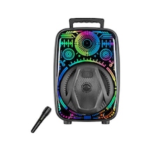 8 İnç Taşınabilir Karaoke Hoparlör Mikrofonlu Rgb Işıklı Bluetooth Speaker - Lisinya