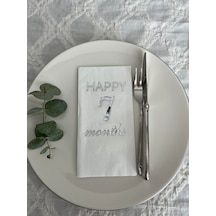 Gümüş Yaldızlı Beyaz Happy 7 Yaş Months Garson Katlama Peçete 16 Adet