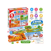Renkli Mevsimler Puzzle 4'lü Set Eğlenceli Oyun Çok renkli